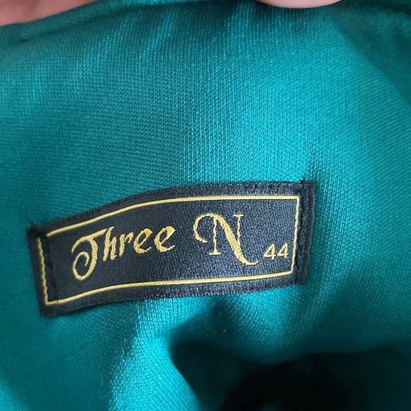 Stunning Womens Three N Beaded One Shoulder Emerald Green Gown Dress Sz 8 - Picture 5 of 6